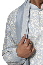 Load image into Gallery viewer, Ice Blue Front Open Embroidered Kurta Set