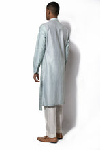 Load image into Gallery viewer, Aqua Blue Asymmetrical Embroidered Kurta Set