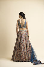 Load image into Gallery viewer, PEACOCK BLUE PRINTED LEHENGA CHOLI SET