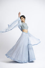 Load image into Gallery viewer, ICE BLUE TULLE LEHENGA CHOLI SET