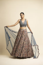 Load image into Gallery viewer, PEACOCK BLUE PRINTED LEHENGA CHOLI SET