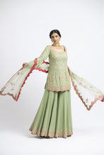 Load image into Gallery viewer, JADE GREEN GEORGETTE GOTA EMBROIDERY SET