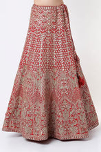 Load image into Gallery viewer, Red raw silk gota work lehenga
