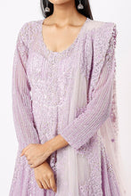 Load image into Gallery viewer, Lilac net cut dana, pearl and sequins embroidered lehenga