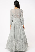 Load image into Gallery viewer, Grey net self on self cut dana embroidered lehenga
