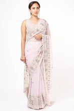 Load image into Gallery viewer, Mauve Organza Embroidered Saree Set