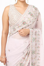 Load image into Gallery viewer, Mauve Organza Embroidered Saree Set