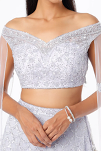 Load image into Gallery viewer, Lilac net cut dana, pearl and sequins embroidered lehenga