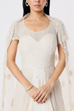 Load image into Gallery viewer, Ivory net self on slef embroidered lehenga