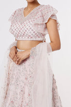 Load image into Gallery viewer, Pink organza embroidered lehenga
