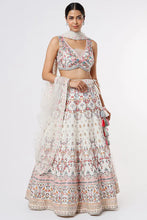 Load image into Gallery viewer, Ivory raw silk thread embroidered lehenga