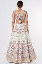 Load image into Gallery viewer, Ivory raw silk thread embroidered lehenga