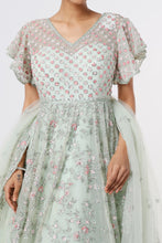 Load image into Gallery viewer, Aqua organza embroidered lehenga