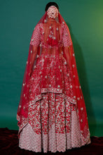 Load image into Gallery viewer, Red raw silk Thread embroidered lehenga