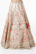 Load image into Gallery viewer, Peach raw silk thread embroidered lehenga