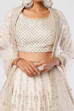 Load image into Gallery viewer, Pink raw silk intricate embroidered lehenga