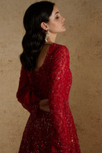 Load image into Gallery viewer, Red net self on self work gown