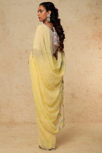 Load image into Gallery viewer, Lemon Organza Embroidered Saree Set