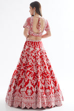 Load image into Gallery viewer, Red raw silk zardozi work lehenga