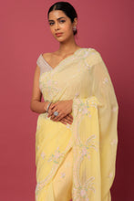 Load image into Gallery viewer, Yellow Sequins Embellishments Saree Set