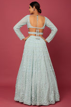 Load image into Gallery viewer, Aqua velvet lehenga