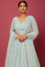 Load image into Gallery viewer, Aqua velvet lehenga
