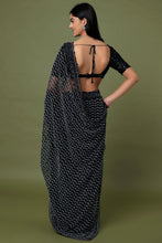 Load image into Gallery viewer, Black Embroidered Saree Set