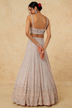 Load image into Gallery viewer, Pink net self on self embroidered lehenga