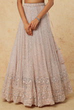 Load image into Gallery viewer, Pink net self on self embroidered lehenga