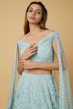 Load image into Gallery viewer, Ice blue net thread and sequins embroidered lehenga