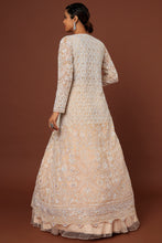 Load image into Gallery viewer, Deep peach organza cutdana, pearl and sequins hand embroidered lehenga