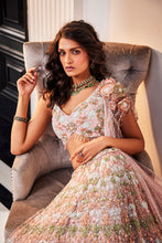 Load image into Gallery viewer, PINK EMBROIDERED NET LEHENGA