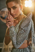 Load image into Gallery viewer, GREY EMBROIDERED ORGANZA SET