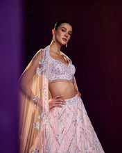 Load image into Gallery viewer, Pink Net Lehenga Set
