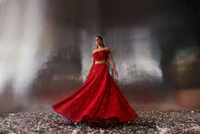 Load image into Gallery viewer, Red Net Lehenga Set