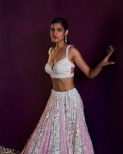 Load image into Gallery viewer, Ice Blue Net Lehenga Set