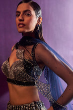 Load image into Gallery viewer, Midnight Blue Net Lehenga Set