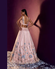 Load image into Gallery viewer, Peach Net Lehenga Set