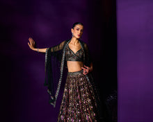 Load image into Gallery viewer, Emerald Green Organza Lehenga Set