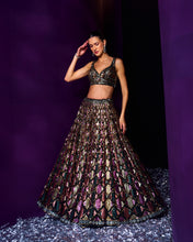 Load image into Gallery viewer, Emerald Green Organza Lehenga Set