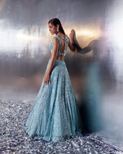 Load image into Gallery viewer, Tiffany Blue Net Lehenga Set