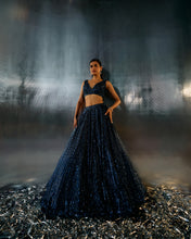 Load image into Gallery viewer, Electric Blue Net Lehenga Set