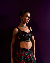 Load image into Gallery viewer, Deep Maroon Organza Lehenga Set