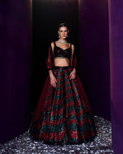 Load image into Gallery viewer, Deep Maroon Organza Lehenga Set
