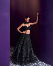 Load image into Gallery viewer, Black Net Lehenga Set