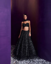 Load image into Gallery viewer, Black Net Lehenga Set