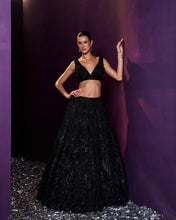 Load image into Gallery viewer, Black Net Lehenga Set