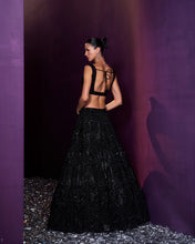 Load image into Gallery viewer, Black Net Lehenga Set