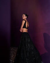 Load image into Gallery viewer, Black Net Lehenga Set