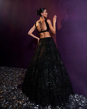 Load image into Gallery viewer, Black Net Lehenga Set